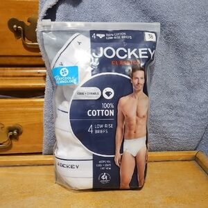 Jockey Men's White 3-Pack Low-Rise Cotton Briefs Size 38